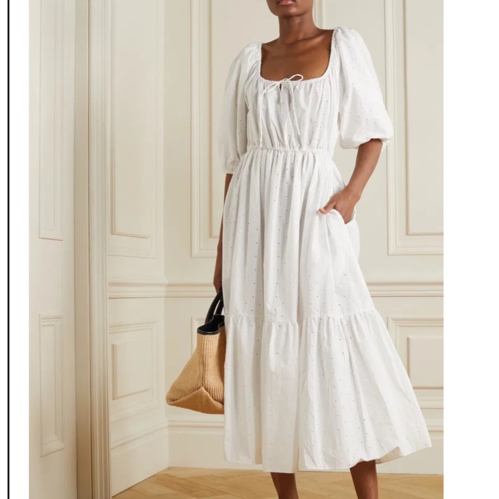 Matteau Tiered Broderie Anglaise Organic Cotton-Poplin Midi Dress